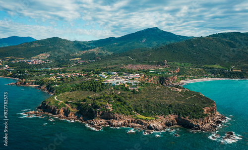 Wallpaper Mural Aerial view of Capo Raisigerbi on Sicily's north coast, with Spiaggia Torre Conca to the right and Finale in the distance to the left, rugged cliffs meet crystal turquoise Mediterranean waters Torontodigital.ca