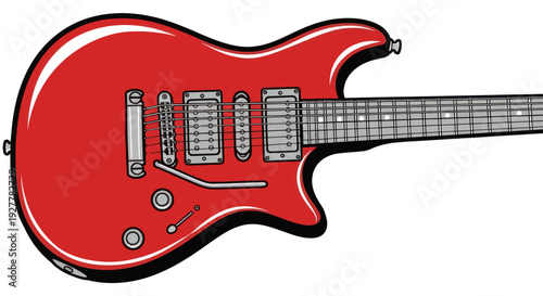 Vibrant red electric guitar close-up