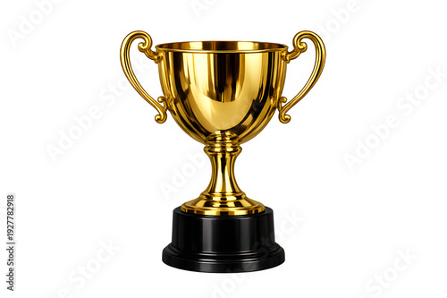 Cuadro en lienzo Shining gold trophy cup on black base
