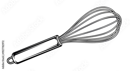 Simple line drawing of a kitchen whisk
