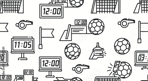 Seamless pattern of soccer game icons