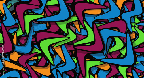 Abstract pattern of colorful boomerangs.
