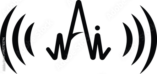 AI Sound Wave Icon – Artificial Intelligence Voice Signal Logo Vector.