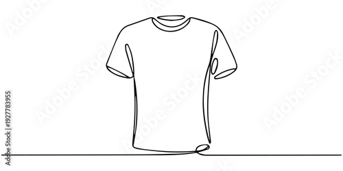 T-shirt continuous one line drawing, Jacket in continuous line art drawing style, T shirt line art vector illustration with background editable stroke.