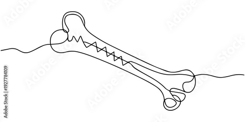 One line fracture. Abstract minimal continuous line.