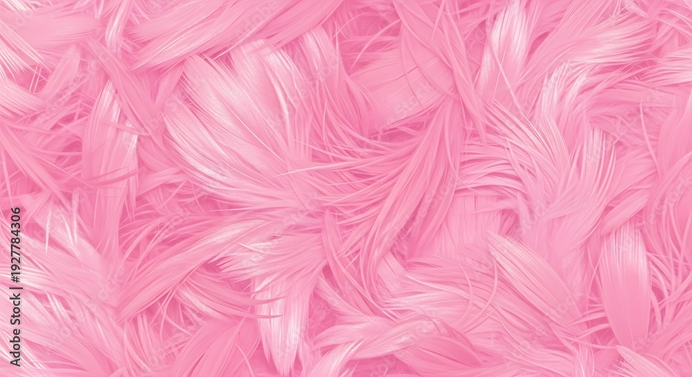 Fototapeta premium A vibrant pink monochromatic macro background featuring soft, wispy feathers layered in a delicate and ethereal abstract pattern.