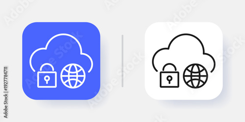 Cybersecurity UI Button Icon with Active and Inactive States for Secure SaaS Dashboard