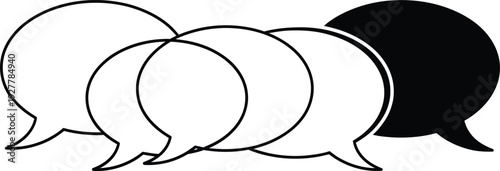 Speech bubbles in a row with one highlighted