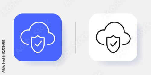 Cybersecurity UI Button Icon with Active and Inactive States for Secure SaaS Dashboard