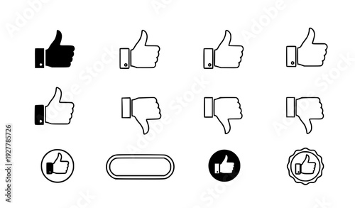 Like and Dislike Thumbs Up Thumbs Down Icon Vector Set