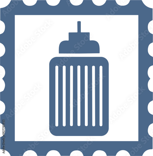 Blue Baby Feeding Bottle Icon Stamp.