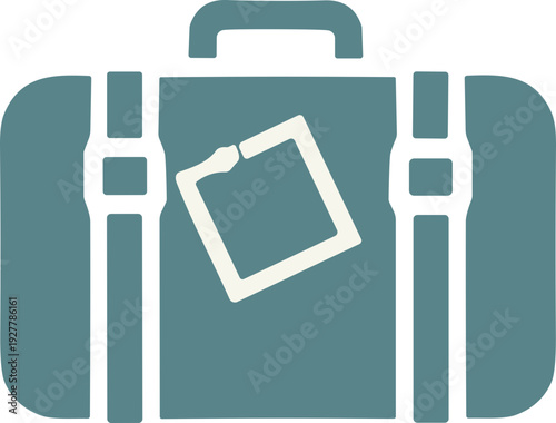 Suitcase with identification tag on front.