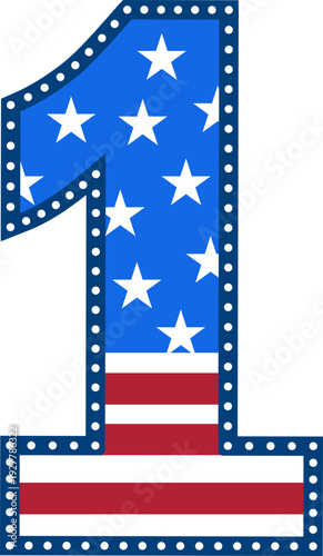 Patriotic Number numbers 1 an inspiring flag pattern of red and blue stripes svg vector