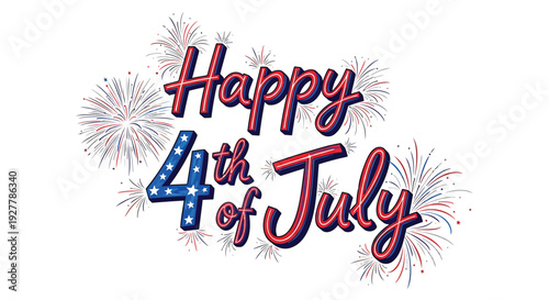 Happy 4th of July firework text