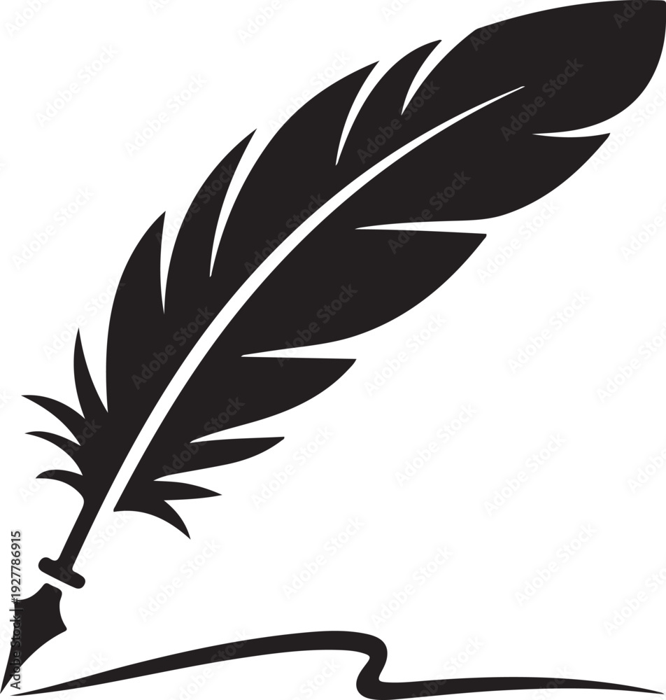Fototapeta premium Feather quill pen signature flat icon for apps and websites