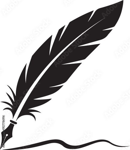 Feather quill pen signature flat icon for apps and websites