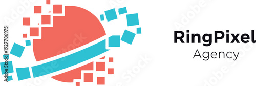 RingPixel Agency Planet Pixel Logo Design Vector Illustration