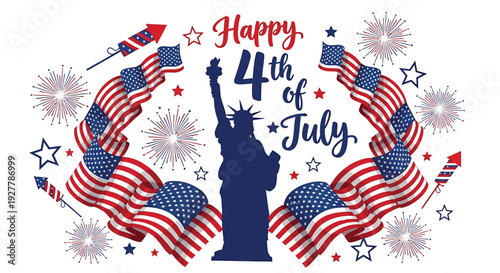 Independence day patriotic icons and symbols vector