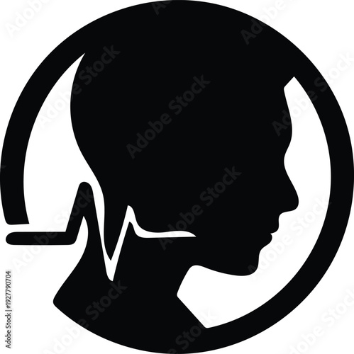 Black silhouette of a childs head with an ecg line  medical concept  health and wellness symbol