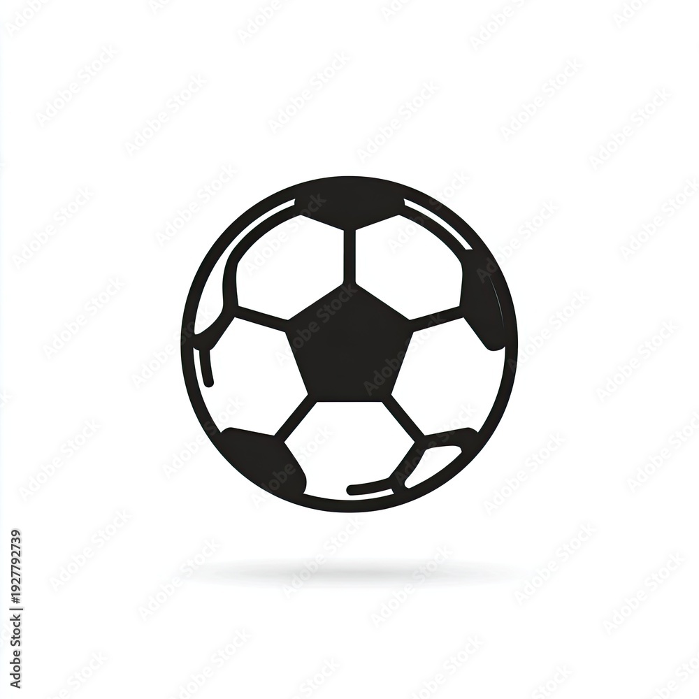 Obraz premium Simple vector illustration of a soccer ball with a shadow, set against a clean white backdrop