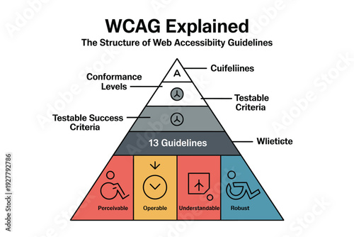 WCAG explained infographic showing the structure of web accessibility guidelines