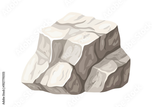 Detailed illustration of a large rocky formation viewed from the side, showcasing its textured surface and rugged edges.