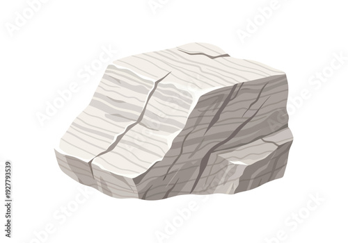 A grey rock formation with layered texture viewed from a slight angle