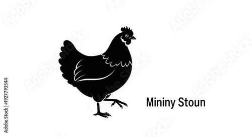 Black Silhouette of Chicken Standing.