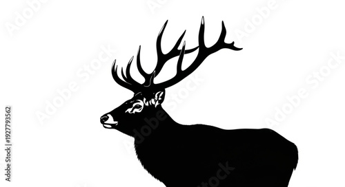 Black Silhouette of Deer Head.