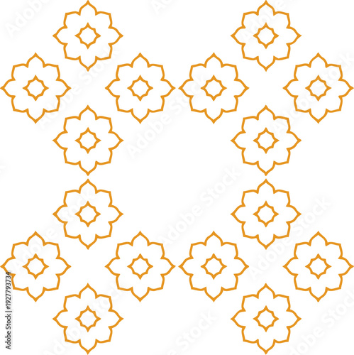 Golden Floral Patterns Isolated White.