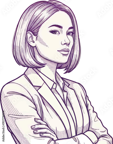 A professional woman with short hair and arms crossed