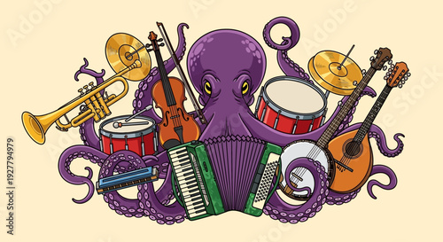 Octopus Plays Music Underwater