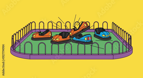 Vibrant cartoon ride illustration
