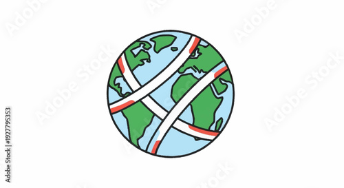 A vibrant, stylized illustration depicting a dynamic global communication network, symbolizing worldwide connectivity, digital information exchange, and international collaboration across continents