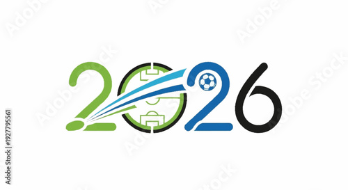 Dynamic 2026 soccer championship emblem with swift ball movement, highlighting the thrill of an upcoming global football competition and sporting excellence, ready for future sports events