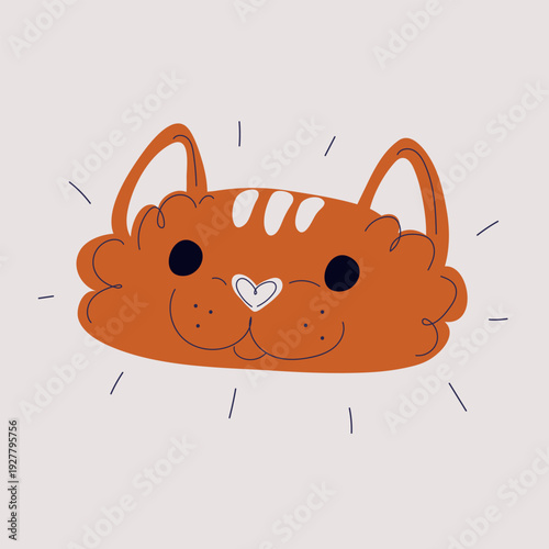 Vector illustration of a cute cat face, concept of kawaii, pets, and cuteness