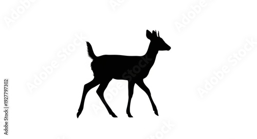 Black Silhouette of Running Deer.