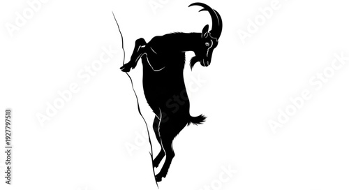 Black Silhouette of Goat Dancing.