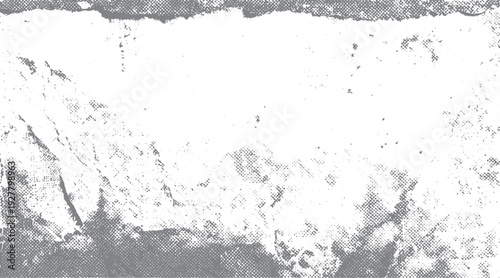 Grey halftone texture with scattered dots and rough edges abstract background grunge distressed