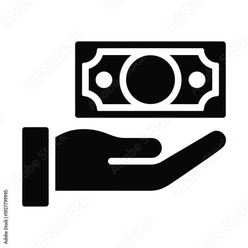 Vector of a hand holding a stack of banknotes