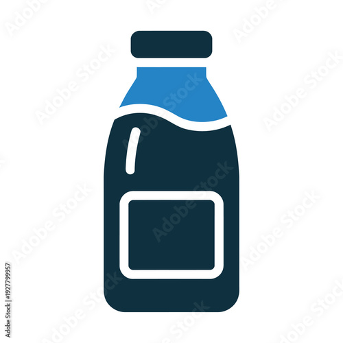 Vector of a blue and dark water bottle with a rectangular label