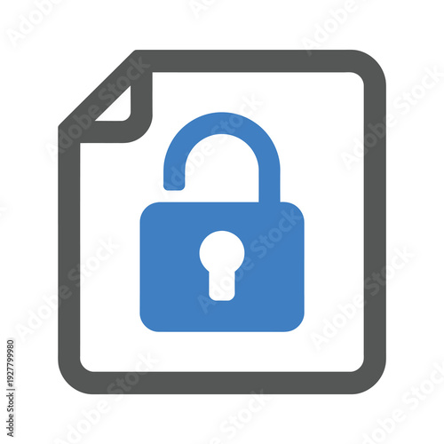 Vector of a locked padlock icon overlaid on a square document with a dog-eared corner