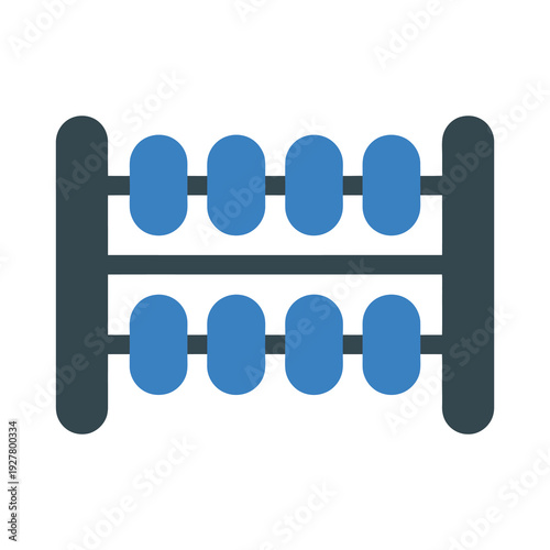 Blue vector of an abacus tool used for mathematical calculations