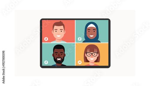 Diverse group of people on video conference call