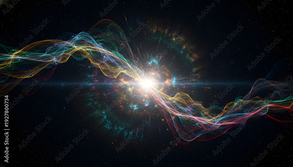 Fototapeta premium Vibrant Energy Waves Radiating from a Bright Cosmic Core