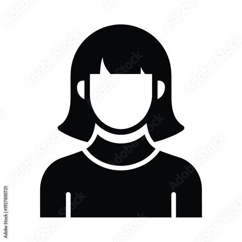 Vector of a person with shoulder-length hair and a high neckline