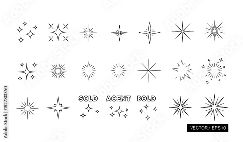 Minimal Sparkle and Twinkle Star Icons for Web and Mobile