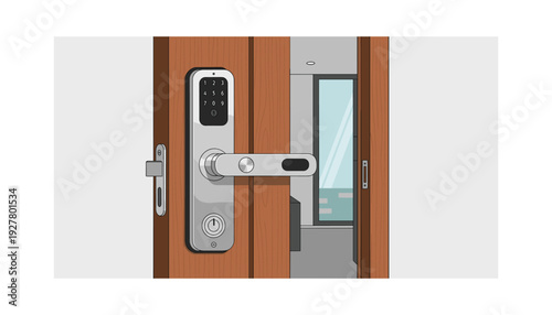Modern smart door lock with keypad and handle