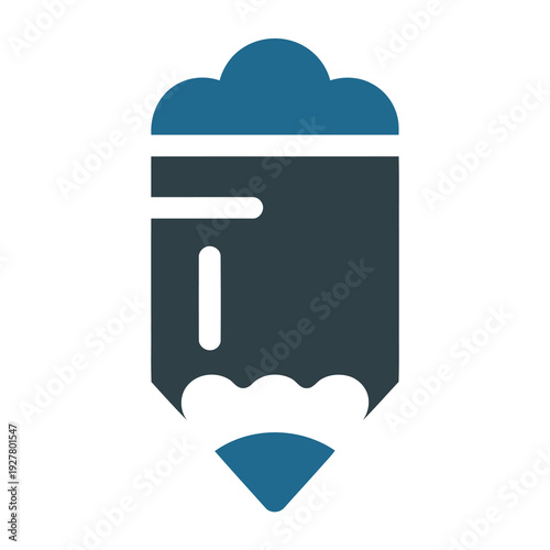 Stylized vector icon depicting a pencil with a cloud-like top and pointed nib