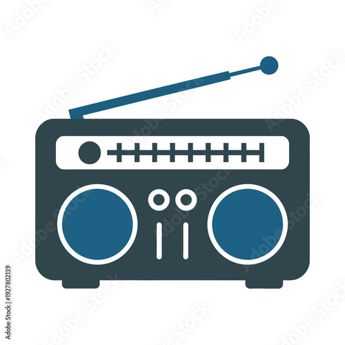 Vector of a retro radio with antenna and large dials